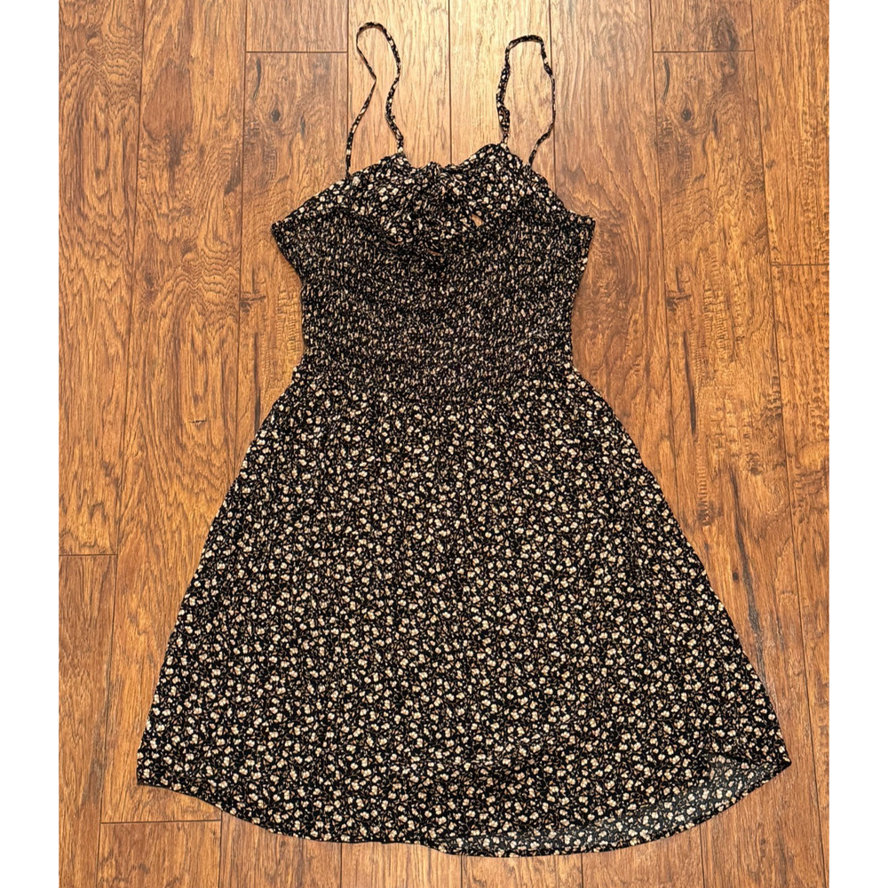 ZENOBIA Floral Dress Spaghetti Sleeve Sweetheart Tie Front Cut-Out - Women's 3X
